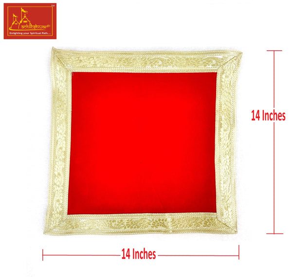 Red Velvet Aasan For Mandir 14*14