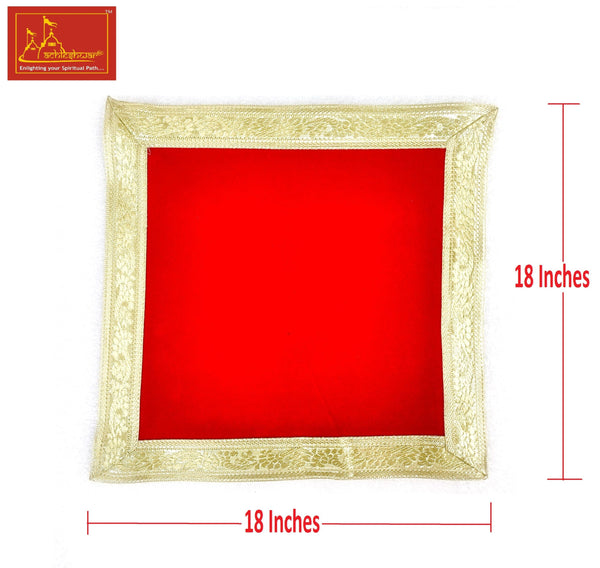 Red Velvet Aasan For Mandir 18*18