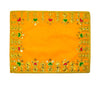 Designer Velvet Embroidered Pooja Aasan Cloth 10X16 inch Yellow | Chowki Aasan for God Idol