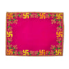 Designer Velvet Embroidered Pooja Aasan Cloth 20x40 inch Pink | Chowki Aasan for God Idol