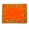 Designer Velvet Embroidered Pooja Aasan Cloth 10X16 inch ORANGE | Chowki Aasan for God Idol