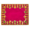 Designer Velvet Embroidered Pooja Aasan Cloth 10X16 inch Pink | Chowki Aasan for God Idol