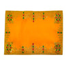 Designer Velvet Embroidered Pooja Aasan Cloth 10x16 inch Yellow | Chowki Aasan for God Idol