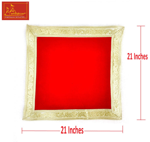 Red Velvet Aasan For Mandir 21*21
