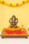 Designer Velvet Embroidered Pooja Aasan Cloth 10x16 inch RED | Chowki Aasan for God Idol