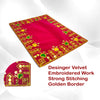 Designer Velvet Embroidered Pooja Aasan Cloth 10X20 inch RED | Chowki Aasan for God Idol