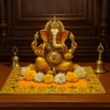 Designer Velvet Embroidered Pooja Aasan Cloth 10X16 inch Yellow | Chowki Aasan for God Idol