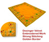 Designer Velvet Embroidered Pooja Aasan Cloth 10X16 inch Yellow | Chowki Aasan for God Idol