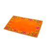 Designer Velvet Embroidered Pooja Aasan Cloth 4X6 inch Orange | Chowki Aasan for God Idol