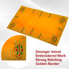 Designer Velvet Embroidered Pooja Aasan Cloth 10x16 inch Yellow | Chowki Aasan for God Idol