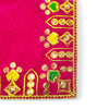 Designer Velvet Embroidered Pooja Aasan Cloth 10X16 inch Pink | Chowki Aasan for God Idol