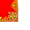 Designer Velvet Embroidered Pooja Aasan Cloth 10x16 inch RED | Chowki Aasan for God Idol