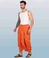 Pure cotton readymade dhoti free size orange colour with Thick embroidery border