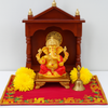 Designer Velvet Embroidered Pooja Aasan Cloth 10X16 inch RED | Chowki Aasan for God Idol