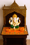 Designer Velvet Embroidered Pooja Aasan Cloth 10X16 inch ORANGE | Chowki Aasan for God Idol