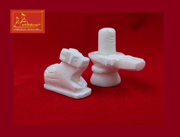 White Marble Shivling with Nandi