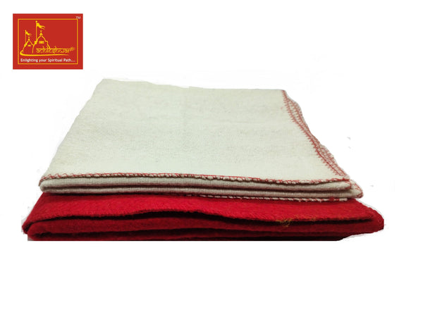 Red & White Woolen Pooja Aasan