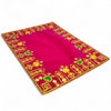 Designer Velvet Embroidered Pooja Aasan Cloth 10X16 inch Pink | Chowki Aasan for God Idol