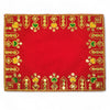 Designer Velvet Embroidered Pooja Aasan Cloth 10X20 inch RED | Chowki Aasan for God Idol