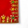 Designer Velvet Embroidered Pooja Aasan Cloth 10X20 inch RED | Chowki Aasan for God Idol