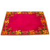 Designer Velvet Embroidered Pooja Aasan Cloth 20x40 inch Pink | Chowki Aasan for God Idol