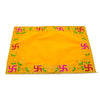 Designer Velvet Embroidered Pooja Aasan Cloth 10x16 inch Yellow | Chowki Aasan for God Idol