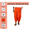 Pure cotton readymade dhoti free size orange colour with Thick embroidery border