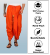 Pure cotton readymade dhoti free size orange colour with Thick embroidery border