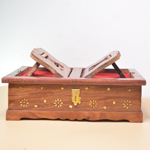 Achleshwar Premium Wooden Foldable Rehal Box – Multi-Functional Holy Book Stand & Storage Organizer for Scriptures